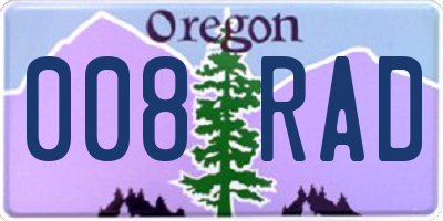 OR license plate 008RAD