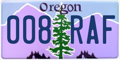 OR license plate 008RAF
