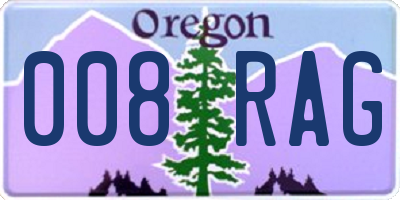 OR license plate 008RAG
