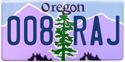 OR license plate 008RAJ