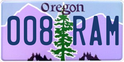 OR license plate 008RAM