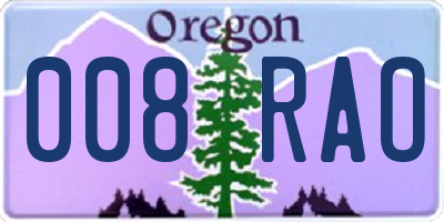 OR license plate 008RAO