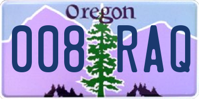 OR license plate 008RAQ