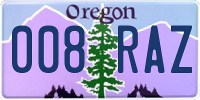 OR license plate 008RAZ