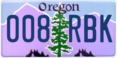OR license plate 008RBK