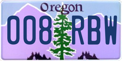 OR license plate 008RBW