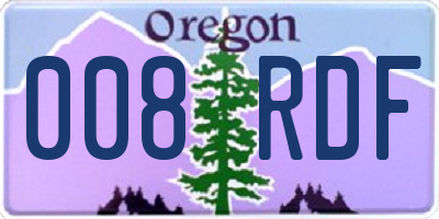 OR license plate 008RDF