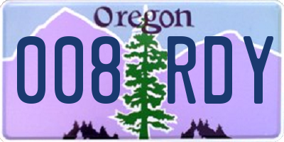 OR license plate 008RDY