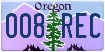 OR license plate 008REC