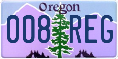 OR license plate 008REG