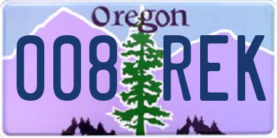 OR license plate 008REK