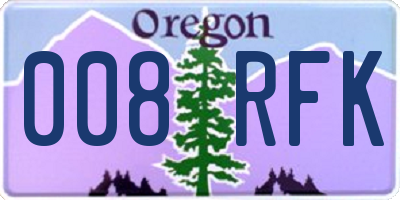 OR license plate 008RFK