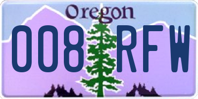 OR license plate 008RFW