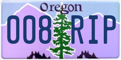 OR license plate 008RIP