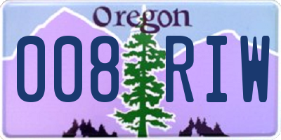 OR license plate 008RIW