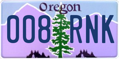OR license plate 008RNK