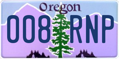 OR license plate 008RNP