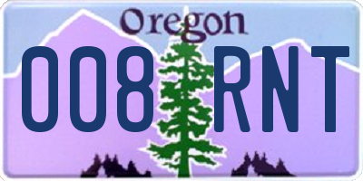 OR license plate 008RNT