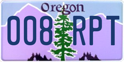 OR license plate 008RPT