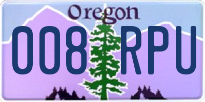 OR license plate 008RPU