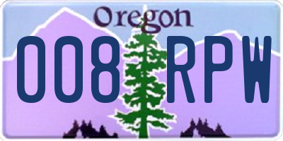 OR license plate 008RPW