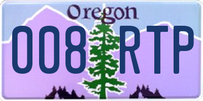 OR license plate 008RTP
