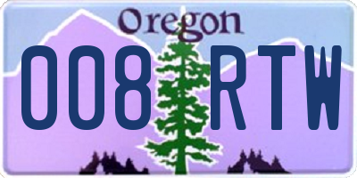 OR license plate 008RTW