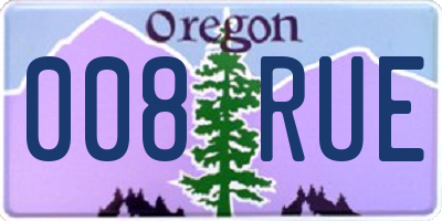 OR license plate 008RUE