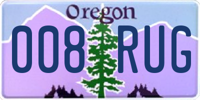 OR license plate 008RUG
