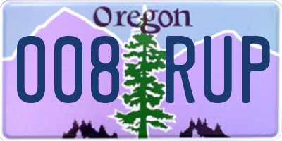 OR license plate 008RUP