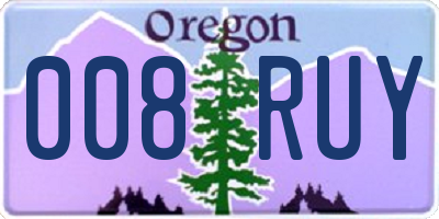 OR license plate 008RUY