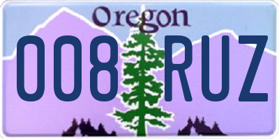 OR license plate 008RUZ