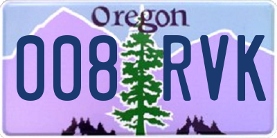 OR license plate 008RVK