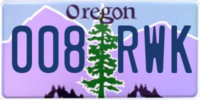 OR license plate 008RWK