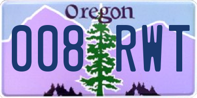 OR license plate 008RWT