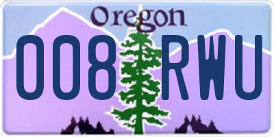 OR license plate 008RWU