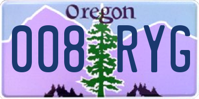 OR license plate 008RYG