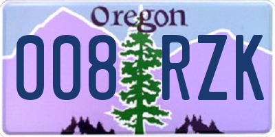 OR license plate 008RZK