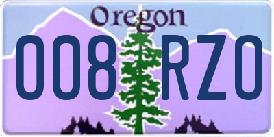 OR license plate 008RZO