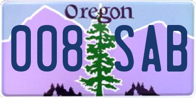 OR license plate 008SAB