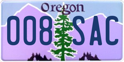 OR license plate 008SAC