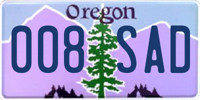 OR license plate 008SAD