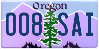 OR license plate 008SAI