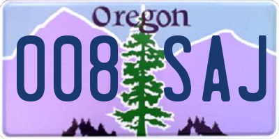 OR license plate 008SAJ