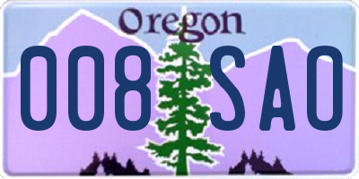 OR license plate 008SAO