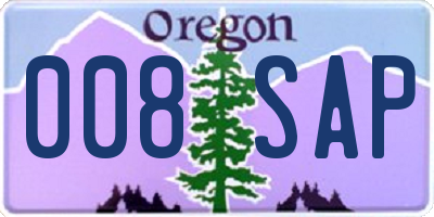 OR license plate 008SAP