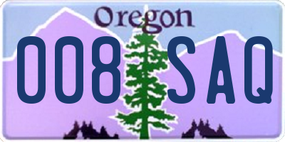 OR license plate 008SAQ