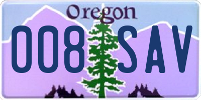 OR license plate 008SAV