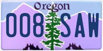 OR license plate 008SAW