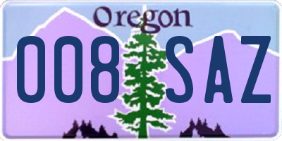 OR license plate 008SAZ